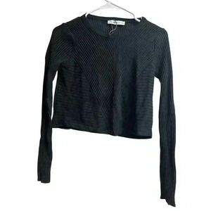 Zara Knit Cropped Black Sweater Small